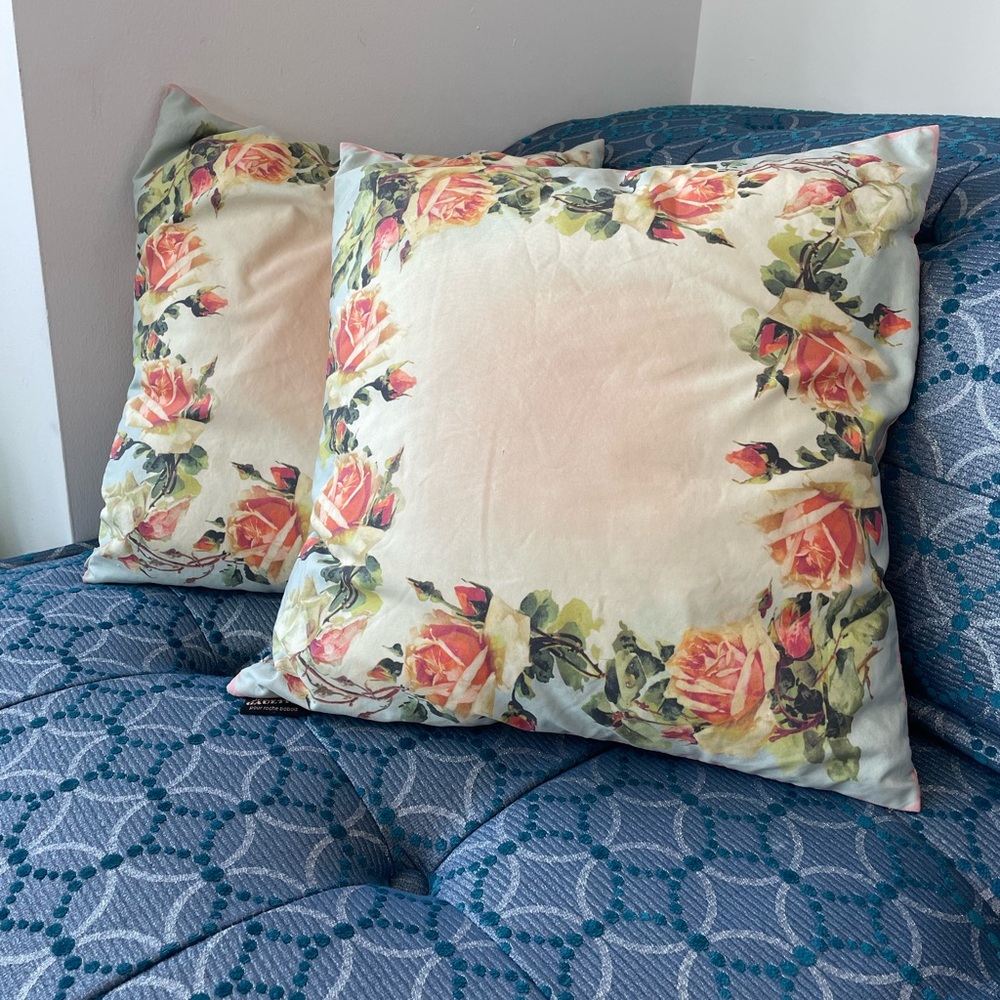 Floral Cushion Covers with pillows - Cream and Green